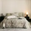 Juego de Colcha de Verano de Lujo Ligero de Lyocell Tencel Doble Cara de Cuatro Piezas Estampada de Sensación Fresca Colcha para Aire Acondicionado Lavable a Máquina Colcha Fresca de Verano Colcha Delgada