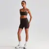 Conjunto de Traje de Yoga Transpirable de Secado Rápido Europeo y Americano para Mujer, Pantalones Cortos Deportivos Profesionales para Gimnasio, Correr, Pantalones de Tres Cuartos