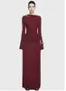 2025 Exportación Otoño Nueva Moda Elegante Manga Larga Elegante Cintura Plisada Estilo Europeo y Americano Vestido de Gama Alta