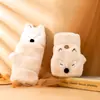 Guantes de Peluche de Capibara Lindos para Mujer, Cubierta Plegable de Medio Dedo para Invierno, Compatibles con Pantalla Táctil, Cálidos y Gruesos, para Estudiantes y Ciclismo, a Prueba de Frío