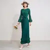 Artículo popular de comercio exterior: Vestido tridimensional de pétalos plisados, entallado a la cintura, adelgazante, plisado, bajo amplio, mangas de farol, adecuado para vacaciones y fiestas