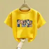 Camiseta de Algodão Puro de Manga Curta para Meninas Verão 2026 Novo Estilo Infantil Estilo Coreano Solta e Estilosa Estampa de Desenho Top de Verão