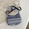 Bolsa de lona étnica de Yunnan para mujer, bolsa de clase para estudiante universitaria, bolsa de moda para ir al trabajo, bolsa tote, puesto, color de contraste, bolsa de regalo