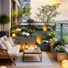 Macetero de Hierro Forjado Acero Inoxidable para Exteriores Personalizado Balcón Terraza Paisajismo Acero Galvanizado Acabado Combinación Metal Patio Interior
