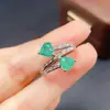 Anillo de Esmeralda Natural al por Mayor de Fábrica Plata S925 Incrustado con Piedra Principal 6*6 Joyería de Lujo Venta Directa de Fábrica Piedra Preciosa