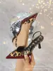 Sandalias de Moda Versátiles de Punta Fina para Mujer, Venta Caliente Transfronteriza Europea y Americana, Zapatos de Tacón Alto de Aguja sin Espalda para Verano
