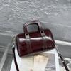 Bolso Boston de Gran Capacidad Bolso Bandolera Transfronterizo Bolso Bandolera de Cuero Vacuno de Primera Capa con Patrón Agrietado Bolso de Mujer Bolso de Mano Sencillo de Cuero Genuino