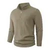 Venta al por mayor transfronteriza de suéteres populares para hombre de otoño e invierno, color liso, modernos y versátiles, camiseta básica de punto para hombre con cuello alto y media cremallera
