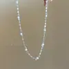 Colar Fino Brilhante Céu Estrelado Pérola de Imitação para Mulheres, Gargantilha Acessório, Corrente para Clavícula Simples de Luxo Leve de Nicho High-End
