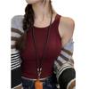 Colete de Gola Redonda Estilo Francês em Formato I para Mulheres, Peça Externa com Bojo no Peito, Alça Única, Peça Única, Roupa Íntima para Menina Confiante, Top Base Esportivo, Tendência