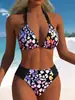 2027 Biquíni Europeu Sexy Roupa de Banho Renda Retrô Alça no Pescoço Costas Nuas Férias na Praia Peça Única Roupa de Banho Feminina