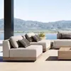 Conjunto de Sofá e Mesa de Centro Nórdico para Exterior para Pátio, Jardim, Varanda de Hotel, Resistente à Água e ao Sol, Móveis de Madeira Maciça para Lazer ao Ar Livre