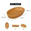 Vajilla estilo hot pot Shanhuansanshanshan, plato de tres crujientes de verduras, plato en forma de barco de hongo enoki con imitación de veta de madera