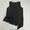 Chaleco sin mangas de encaje patchwork estilo francés ligeramente maduro con cuello en V, nueva llegada de verano para mujer, top básico blanco con dobladillo