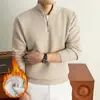 Otoño e Invierno Nuevo Suéter de Punto Grueso para Hombre Media Cremallera Cálido Color Sólido Versátil Manga Larga Prenda Base Ropa de Hombre