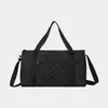 Bolso de mano simple de color sólido transfronterizo de gran capacidad para viajes cortos y viajes de negocios con correa larga ajustable para el hombro, negro