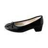 Zapatos bajos sencillos de estilo francés con tacón grueso y detalles de lazo, versátiles zapatos Mary Jane para mujer