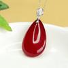 Collar con Colgante de Ágata Roja Natural Incrustado en Plata S925 Ai Yu Calcedonia Forma de Gota de Agua Venta Directa de Fábrica S3110101A
