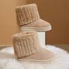 Botas de Nieve Cálidas para Niños Cuello de Felpa Suave Antideslizantes Punta Redonda Caña Media Slip-On Otoño e Invierno Zapatos de Algodón Forrados de Felpa