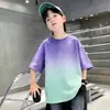 Camiseta de Manga Corta de Algodón Puro para Niños Dopamine Boys Modelo Nuevo 2026 para Niños Mayores, Top Versátil de Moda Estilo Coreano para Niños en Verano