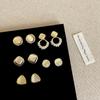 Aretes geométricos dorados de alta calidad de piedra ojo de gato para mujer, aretes sencillos de personalidad, moda, temperamento, para ir al trabajo, combinan con todo