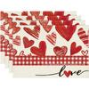 Venta caliente de Amazon Día de San Valentín Día de la Madre gnomo corazón de amor flor hierba mantel decoración del hogar mesa de cocina lino