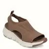 Sandálias Transfronteiriças Novas Verão 2024 Sapatos Femininos de Malha com Bico Peixe Sapatos Esportivos Casuais Femininos com Solado Macio Salto Baixo Tamanho Grande