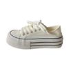 Creme Branco Sola Grossa Two-Wear Canvas Shoes Feminino 2024 Novo Outono Sapatos Femininos Respirável Meio-Arrasto Um-Pedal Sapatos Brancos