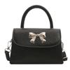 Bolso de mano con lazo, estilo verano 2024, nuevo, de color liso, informal, bandolera de hombro, elegante, pequeño, cuadrado.