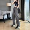 Pantalones Cargo Americanos Retro de Seda de Hielo de Secado Rápido para Mujer, Estilo Delgado Fresco de Primavera y Verano, Pantalones Casuales de Pierna Ancha para Baile Jazz, Pantalones Deportivos