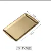 Placa de barbacoa de acero inoxidable estilo coreano 304, rectangular, engrosada, dorada, plato de fondo plano, bandeja para servir, plato para bistec, fábrica