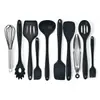 Utensílios de cozinha de silicone com 10 peças, pá grande de silicone com tudo incluído, colher antiaderente para cozinhar, raspador de mingau, assadeira