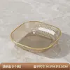 Lujo Ligero Borde Dorado Patrón de Ola de Agua PET Bol para Frutas Hogar Sala de Estar Gran Capacidad Plato para Frutas y Snacks Plástico Espeso Resistente a Caídas
