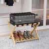 Estante de almacenamiento plegable de bambú para hotel, portaequipajes para sala de estar, dormitorio, soporte de suelo de almacenamiento plegable doble
