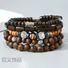 Set de joyería artesanal estilo bohemio más vendido transfronterizo, con cuentas, diseño de símbolo de la paz, con cordón elástico y cuentas de madera para hombre