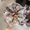 Lazo para el pelo de tela a cuadros dulce retro, anillo de salchicha, cuerda para el pelo versátil de alta costura, flor para la cabeza, nueva celebridad de internet, accesorios para el pelo para mujer