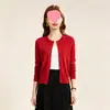 Novo cardigã de malha liso para outono e inverno para mulheres, suéter jaqueta de corte solto com gola redonda, top curto