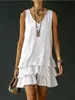 Sitio Independiente de Amazon Europeo y Americano Transfronterizo Moda Primavera/Verano 2026 Vestido Camiseta Casual Holgado de Color Sólido para Mujer