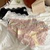 7A Bacteriostático Nuevo Estilo Encaje Deseo Puro Ropa Interior Fondo de Algodón Cintura Media Cómodo Suave Transpirable Amigable con la Piel Calzoncillos de Niña