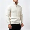 2026 Nuevo Suéter de Punto Trenzado de Media Cremallera y Cuello Alto para Hombre Otoño Invierno Textura Aran Retro Jersey Casual Ropa para Hombre
