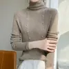 Suéter de cuello alto sin costuras transfronterizo de punto fino de lana acanalado ajustado delgado como capa base