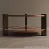 Mesa de centro redonda retro-moderna de madera maciza para espacios pequeños, uso doméstico de sala de estar de alta gama, estilo antiguo simple, mesa de té de doble capa modelo nuevo