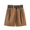 Ropa de Mujer 2026 Verano Nuevo Estilo Moda Europea y Americana Versátil Plisados Shorts Casuales con Cinturón 8372244