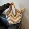 Bolso Nuevo Tejido a Mano Bolso de Hombro de Hilo Grueso Estilo Mori Vintage Bolso de Mano Distintivo Estilo Vacaciones Estilo Occidental Bolso de Playa para Mujer