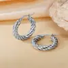 Pendientes de Otoño e Invierno 2024 Moda Elegantes Estéreo de Gama Alta Hebilla de Oreja Hilo Retorcido Anillo Liso Acero de Titanio Femenino con Estilo