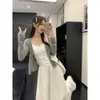 Cardigã de Tricô Doce e Suave para Mulheres, Peça para Cobrir no Verão e Primavera com Proteção Solar, de Botão Único, Simples e Versátil, Peça de Roupa Externa de Manga Longa