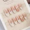 Explosões de Primavera e Verão Usando Unhas Postiças Renda Francesa Patch de Nail Art Pequeno Livro Vermelho Doce Menina Usando Unhas Pré-fabricadas Tamanho 30 Peças
