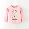 Camiseta de Manga Larga Bordada para Niñas 2025 Otoño e Invierno Nueva Infantil Europea y Americana Tops de Dibujos Animados Casual Ropa Infantil al por Mayor