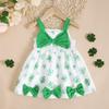 Vestido de tirantes de trébol de cuatro hojas nuevo para bebés y niños pequeños de temporada escolar transfronterizo