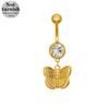 Fábrica de joyería al por mayor de Gaibei Europa y Estados Unidos con perforaciones en forma de mariposa de colores transfronterizos, anillo para el ombligo, amor hueco, joyería para uñas en el ombligo